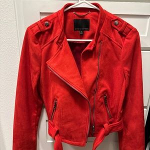 Banana Republic Red Suede Moto Jacket